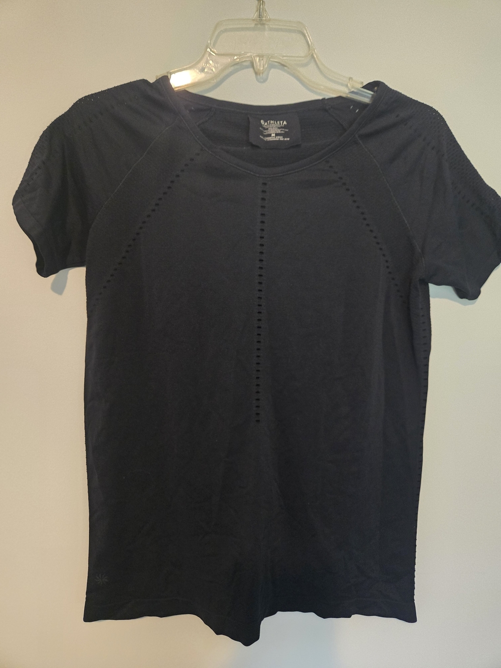 Athleta Black Short Sleeve Eyelet Performance Tee